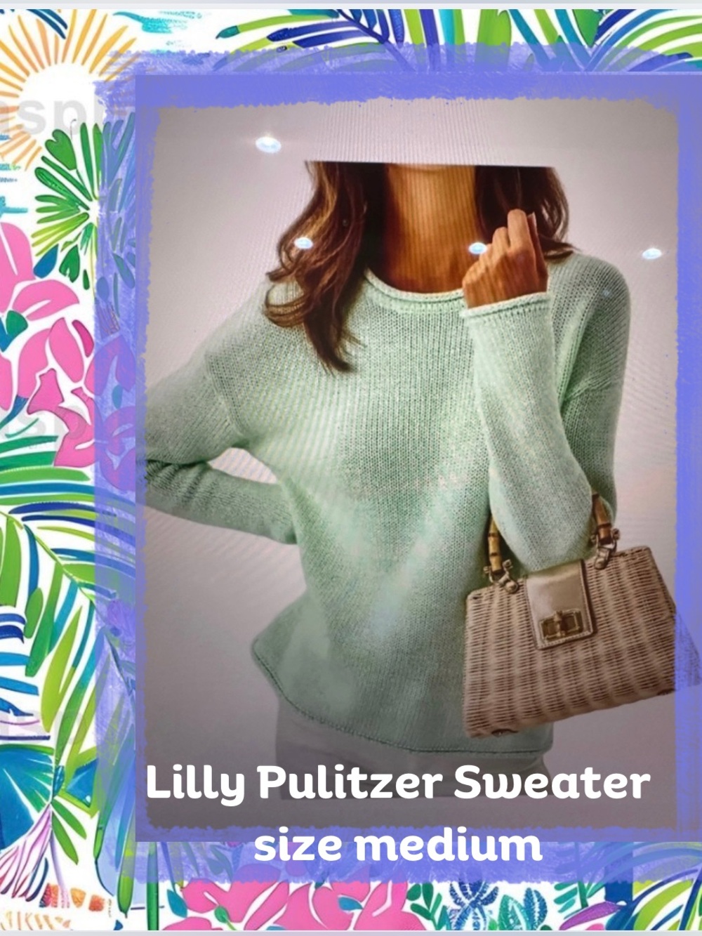 Lilly Pulitzer Seafoam Crewneck Sweater, Cotton Coastal luxury, medium - Picture 2 of 14